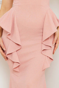 Ruffle On The Side Mermaid Maxi Dress