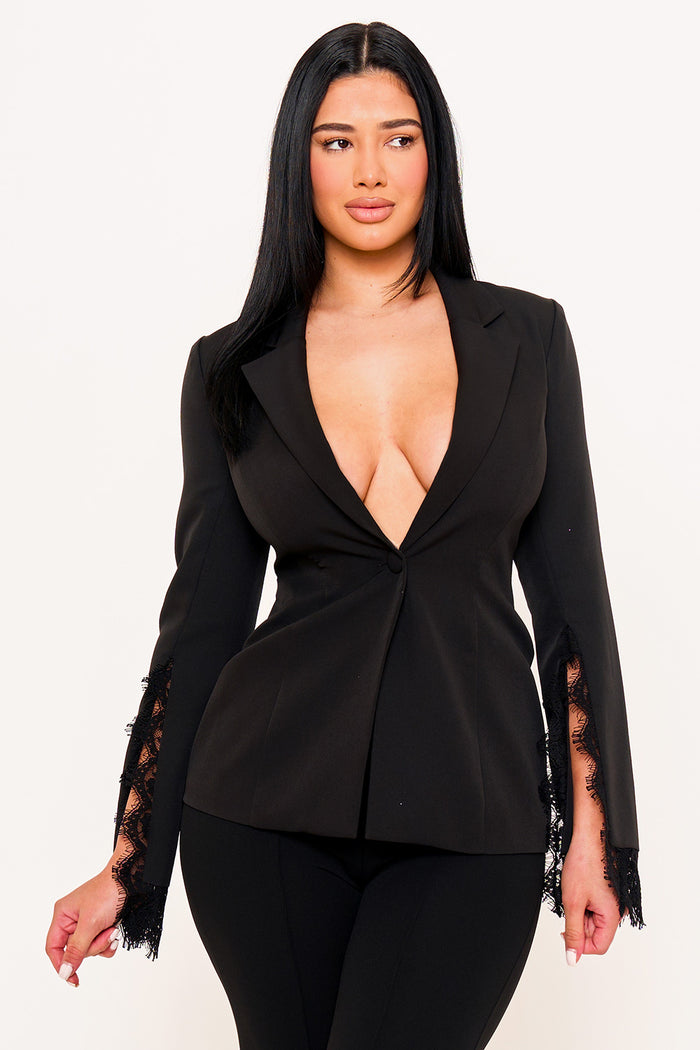 Symphony Jacket- Laced Wide Sleeve Formal Jacket | Zezebe