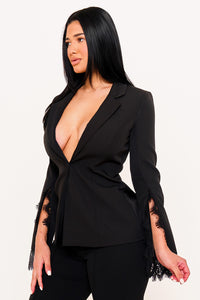 Symphony Jacket- Laced Wide Sleeve Formal Jacket | Zezebe
