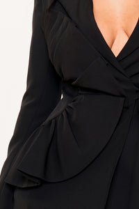 Symphony Jacket - Ruffle On One-Side Waist Self Tie Jacket | Zezebe