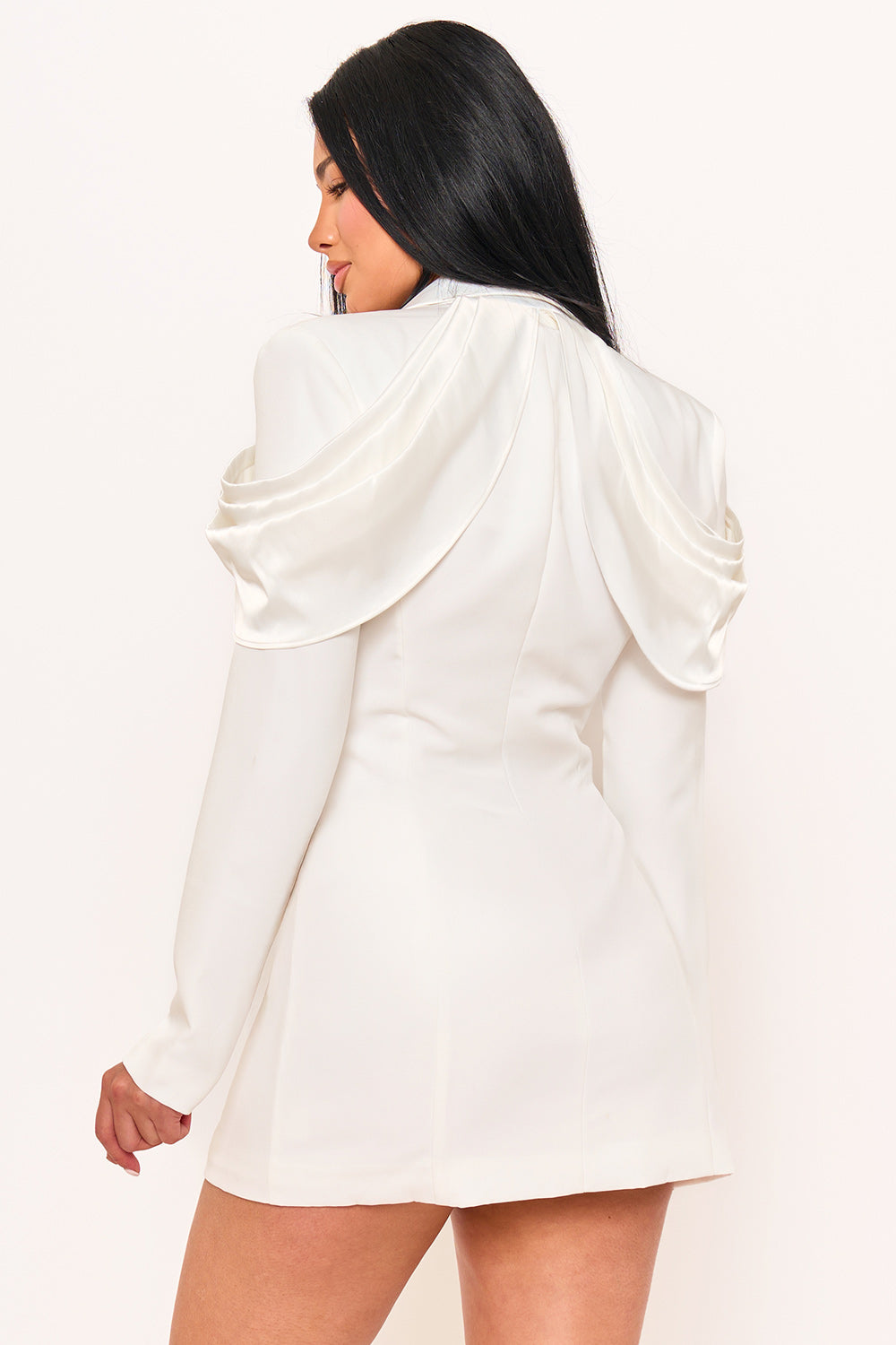 Symphony Dress - Satin And Techno Crepe Contrast Suit Mini Dress | Zezebe