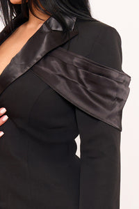 Symphony Dress - Satin And Techno Crepe Contrast Suit Mini Dress | Zezebe