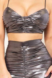 Symphony Set - Foil Crop Top And Bell Bottom Set | Zezebe