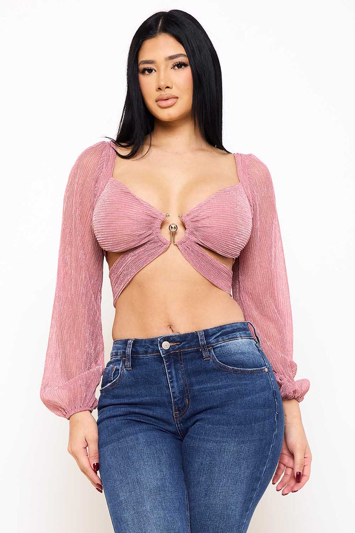 Symphony Top - Bodre Metallic Butterfly Crop Top | Zezebe