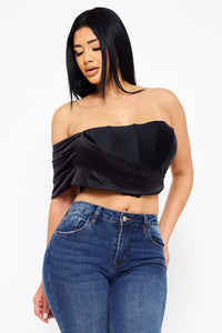 Symphony Top - Pearl Satin One Shoulder Off The Shoulder Crop Top | Zezebe