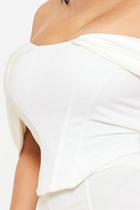 Symphony Top - Fabric Contrast Draped Off The Shoulder Top | Zezebe