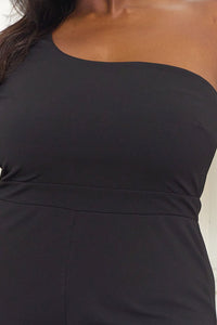 Symphony Jumpsuit - Rhinestone On Mesh One Shoulder Plus Size Night Out Jumpsuit | Zezebe