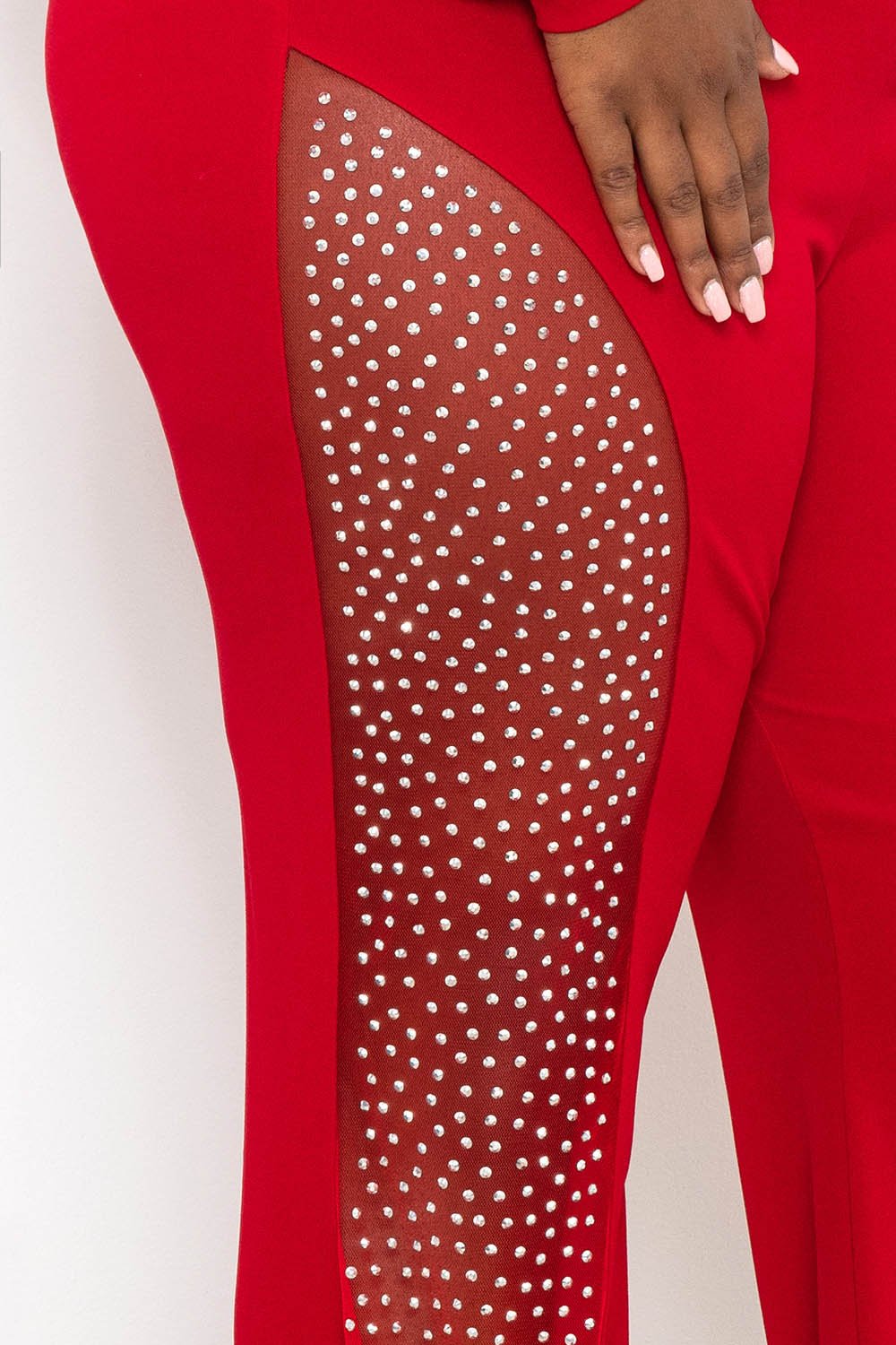 Symphony Jumpsuit - Rhinestone On Mesh One Shoulder Plus Size Night Out Jumpsuit | Zezebe