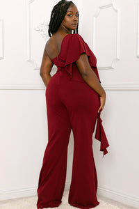 Symphony Jumpsuit - Ruffle Side One Shoulder Plus Size Night Out Jumpsuit | Zezebe