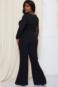 Symphony Jumpsuit - Lace Paneled Plus Size Night Out Jumpsuit | Zezebe