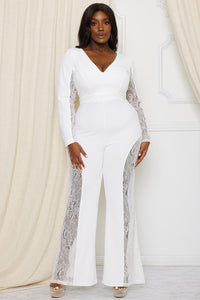Symphony Jumpsuit - Lace Paneled Plus Size Night Out Jumpsuit | Zezebe