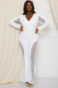 Symphony Jumpsuit - Lace Paneled Plus Size Night Out Jumpsuit | Zezebe