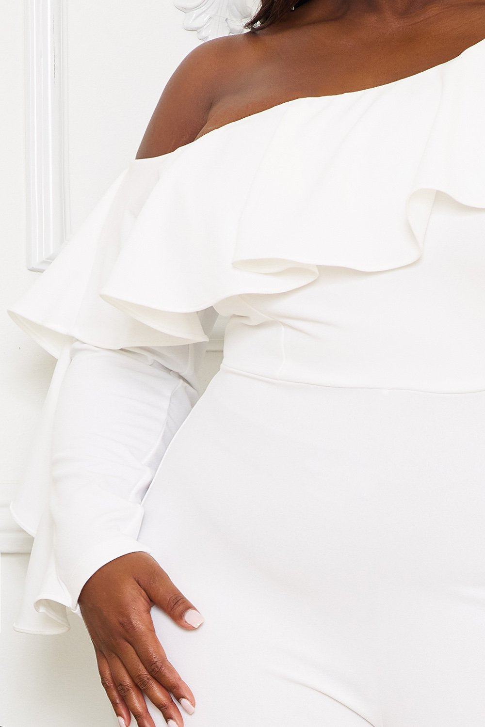 Symphony Jumpsuit - Ruffle One Shoulder Plus Size Night Out Jumpsuit | Zezebe