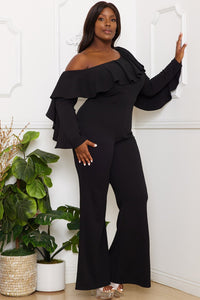 Symphony Jumpsuit - Ruffle One Shoulder Plus Size Night Out Jumpsuit | Zezebe