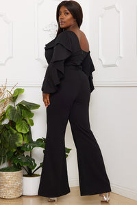 Symphony Jumpsuit - Ruffle One Shoulder Plus Size Night Out Jumpsuit | Zezebe