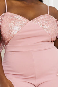 Symphony Jumpsuit - Sequin Off The Shoulder Plus Size Jumpsuit | Zezebe