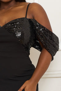Symphony Jumpsuit - Sequin Off The Shoulder Plus Size Jumpsuit | Zezebe