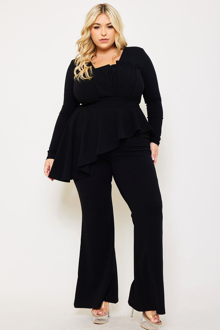 Symphony Jumpsuit - Peplum Top Plus Size Night Out Jumpsuit | Zezebe