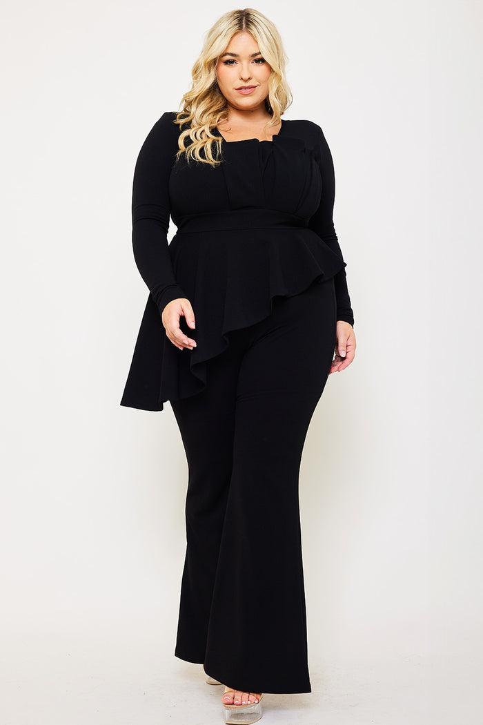 Symphony Jumpsuit - Peplum Top Plus Size Night Out Jumpsuit | Zezebe