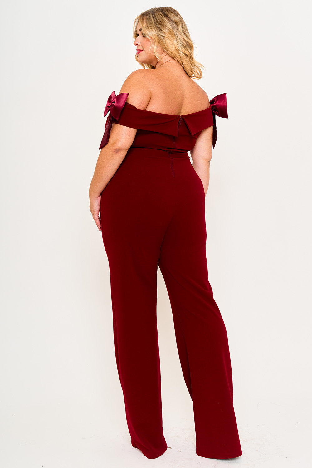Color Contrast Off The Shoulder Plus Size Jumpsuit