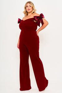 Color Contrast Off The Shoulder Plus Size Jumpsuit