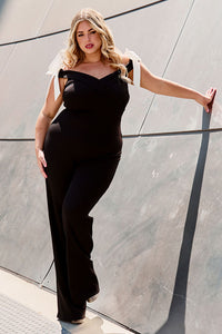 Color Contrast Off The Shoulder Plus Size Jumpsuit