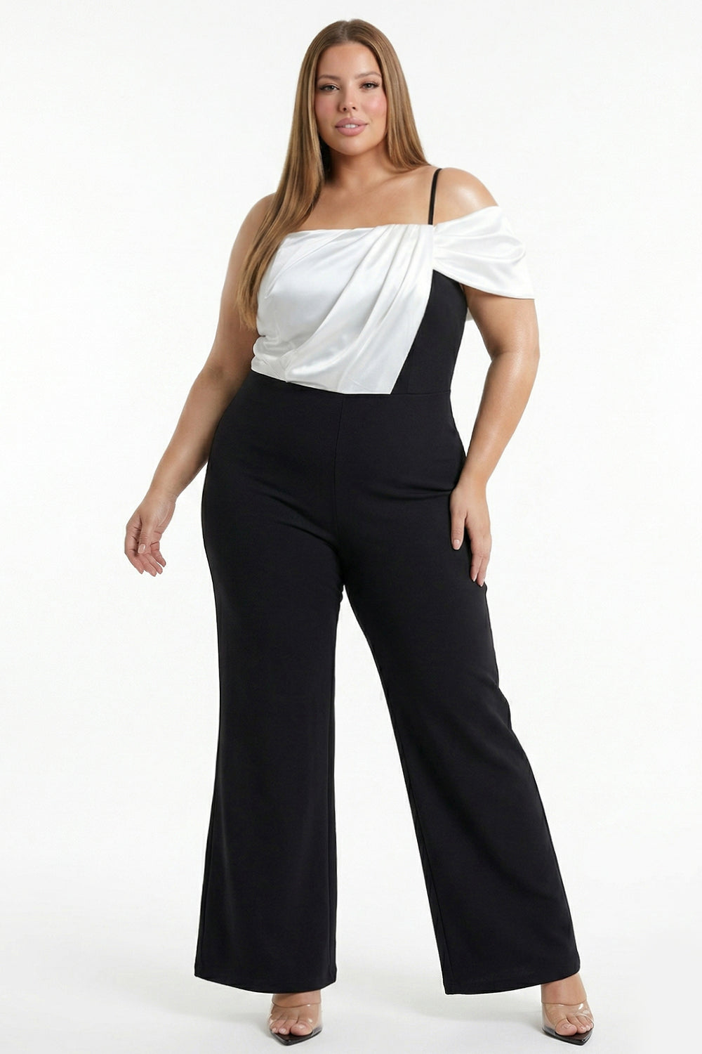 Satin Contrast Plus Size Jumpsuit