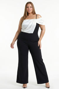 Satin Contrast Plus Size Jumpsuit