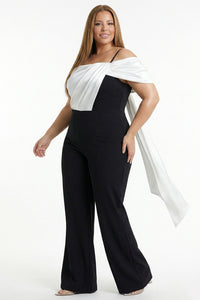 Satin Contrast Plus Size Jumpsuit