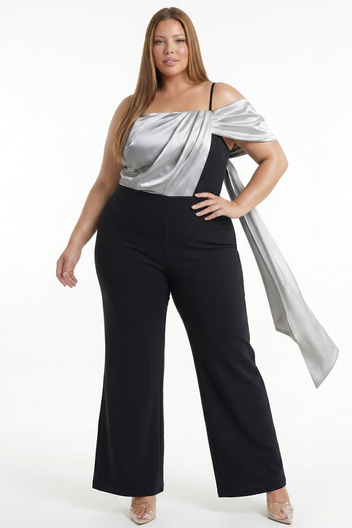 Satin Contrast Plus Size Jumpsuit