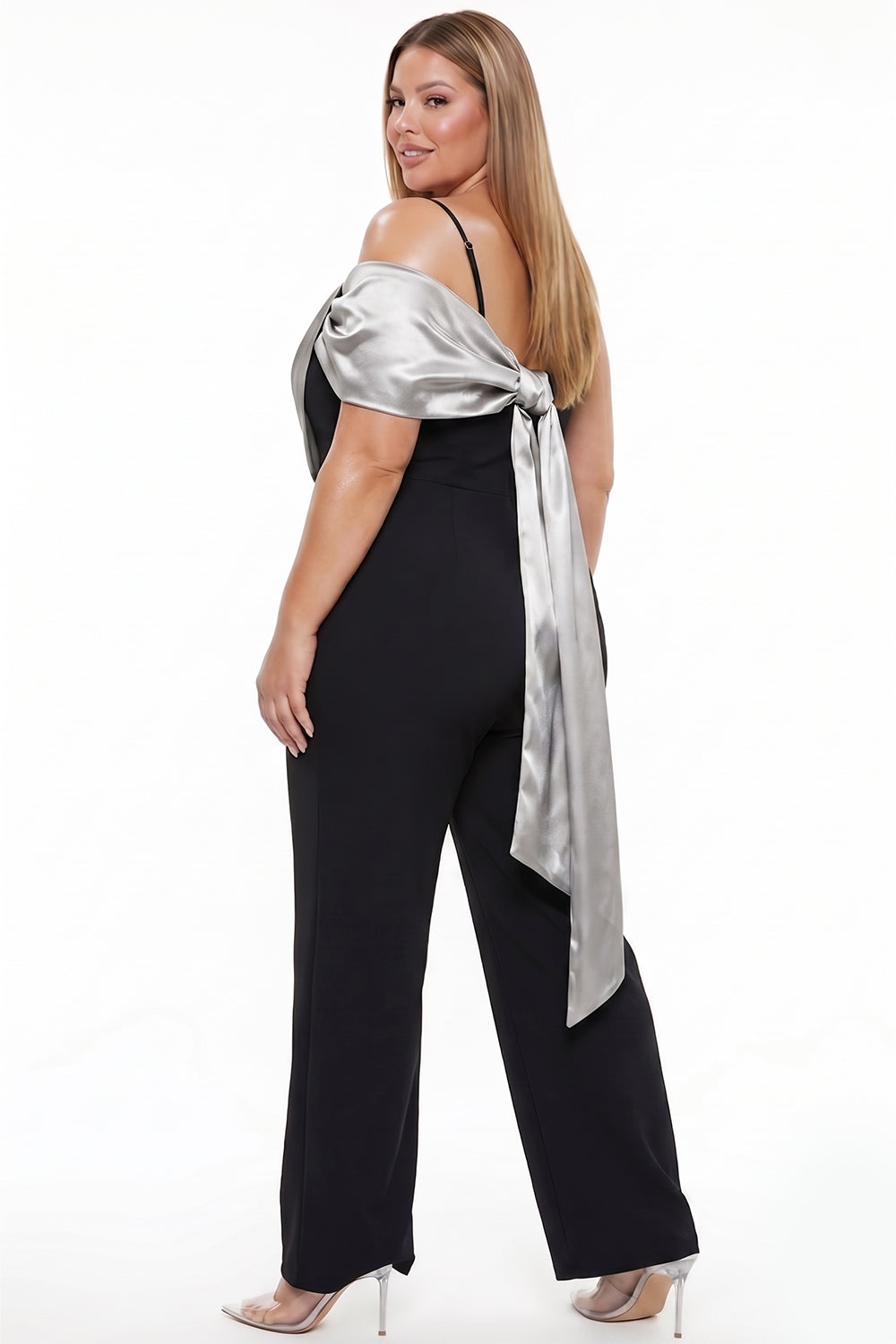 Satin Contrast Plus Size Jumpsuit