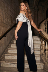 Satin Contrast Plus Size Jumpsuit