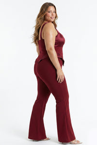 Satin Bust Panel Peplum Plus Size Jumpsuit