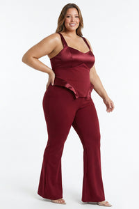Satin Bust Panel Peplum Plus Size Jumpsuit
