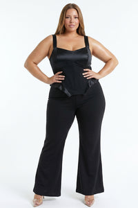 Satin Bust Panel Peplum Plus Size Jumpsuit