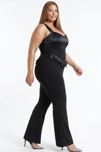 Satin Bust Panel Peplum Plus Size Jumpsuit