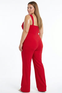 Pleated Wrap With Satin Tie On Waist Plus Size Jumpsuit