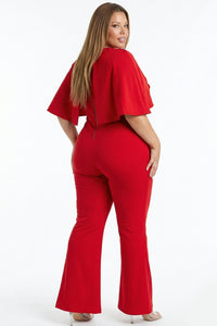 Cape Sleeve With Front Knot Plus Size Jumpsuit
