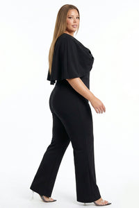 Cape Sleeve With Front Knot Plus Size Jumpsuit