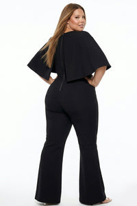 Cape Sleeve With Front Knot Plus Size Jumpsuit