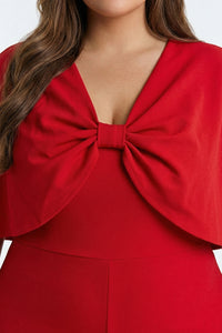 Cape Sleeve With Front Knot Plus Size Jumpsuit