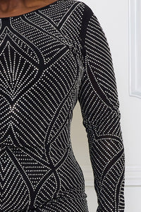 Symphony Dress - Rhinestone Front And Back Plus Size Night Out Midi Dress | Zezebe