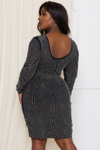 Symphony Dress - Rhinestone Front And Back Plus Size Night Out Midi Dress | Zezebe