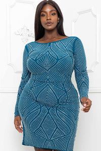 Symphony Dress - Rhinestone Front And Back Plus Size Night Out Midi Dress | Zezebe