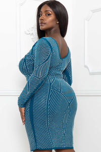 Symphony Dress - Rhinestone Front And Back Plus Size Night Out Midi Dress | Zezebe