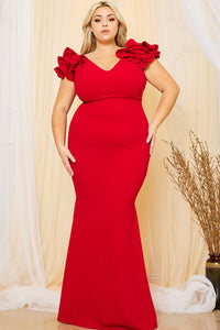 Symphony Dress - Techno Crepe Ruffle Detail Maxi Dress | Zezebe