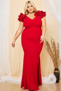 Symphony Dress - Techno Crepe Ruffle Detail Maxi Dress | Zezebe