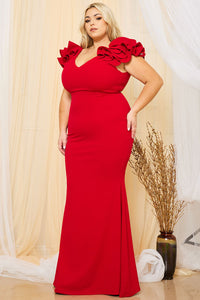 Symphony Dress - Techno Crepe Ruffle Detail Maxi Dress | Zezebe