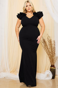 Symphony Dress - Techno Crepe Ruffle Detail Maxi Dress | Zezebe