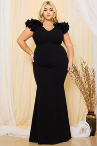 Symphony Dress - Techno Crepe Ruffle Detail Maxi Dress | Zezebe